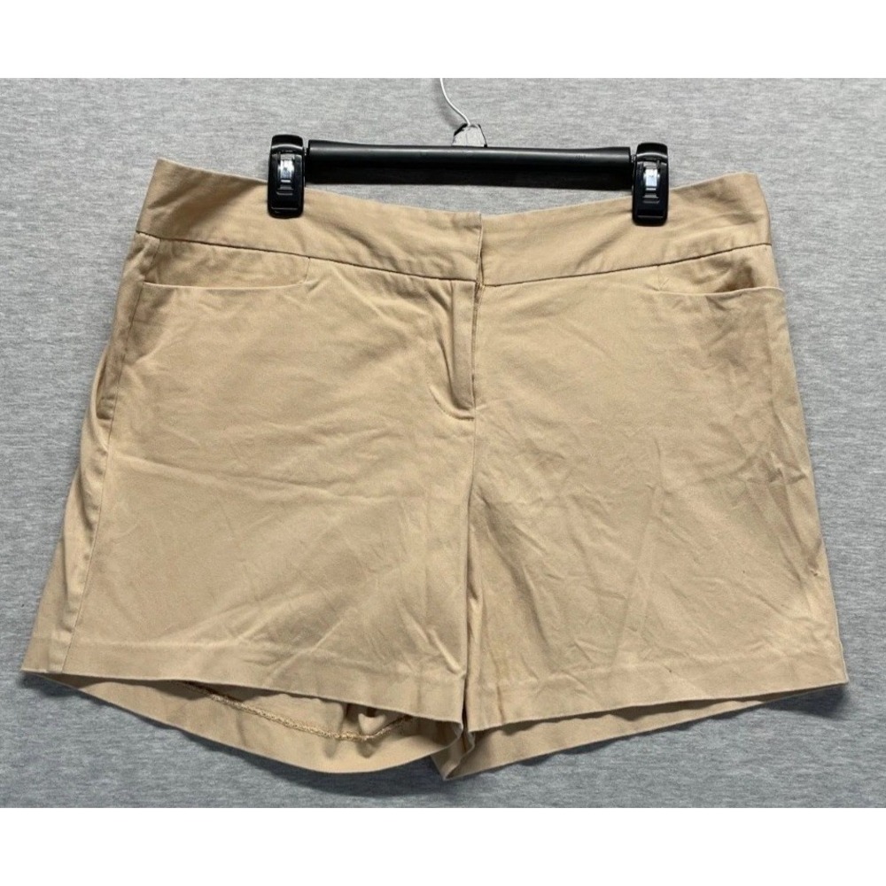 The Limited Chino Shorts Womens 14 Beige Cotton Stretch Flat Front Slash Pockets